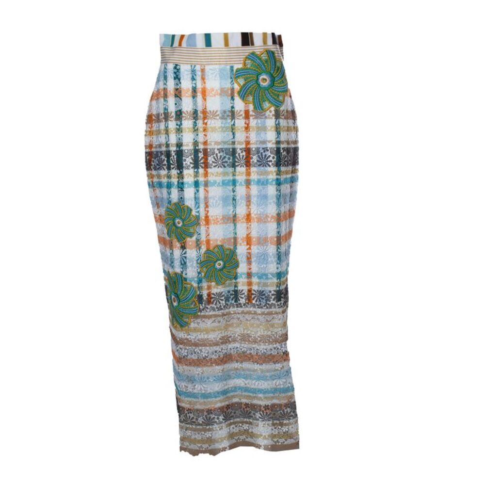 Silvia Tcherassi, Shadia check lace midi skirt
